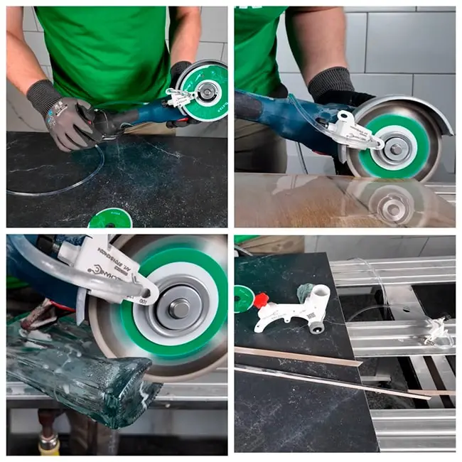 Работа алмазного диска Distar Shine 125 мм с системой подачи воды Spray Mechanic